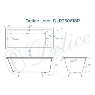 Ванна чугунная Delice Level  DLR230618 140х70